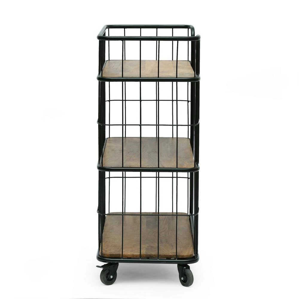 Kile Natural and Black 3-Tier Kitchen Cart by Noble House - Image 2