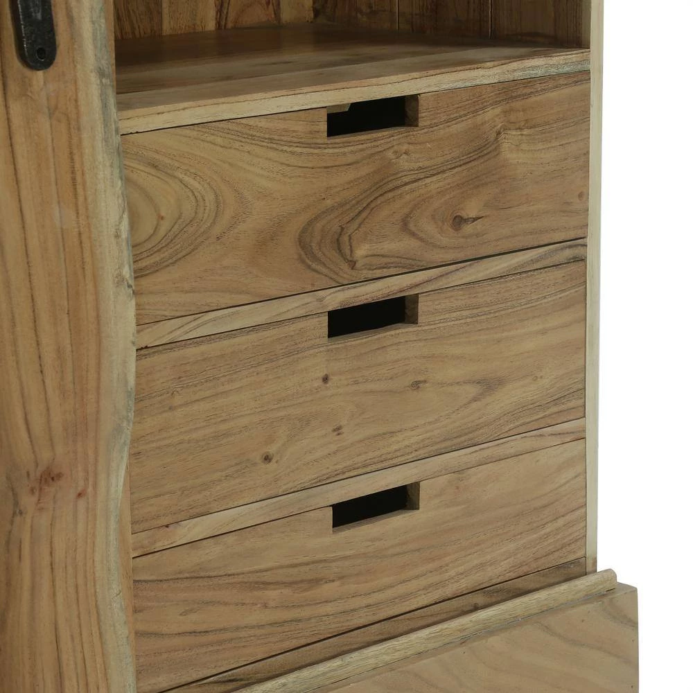 Harrisville Natural and Black Live Edge Sideboard with Sliding Door by Noble House - Image 8