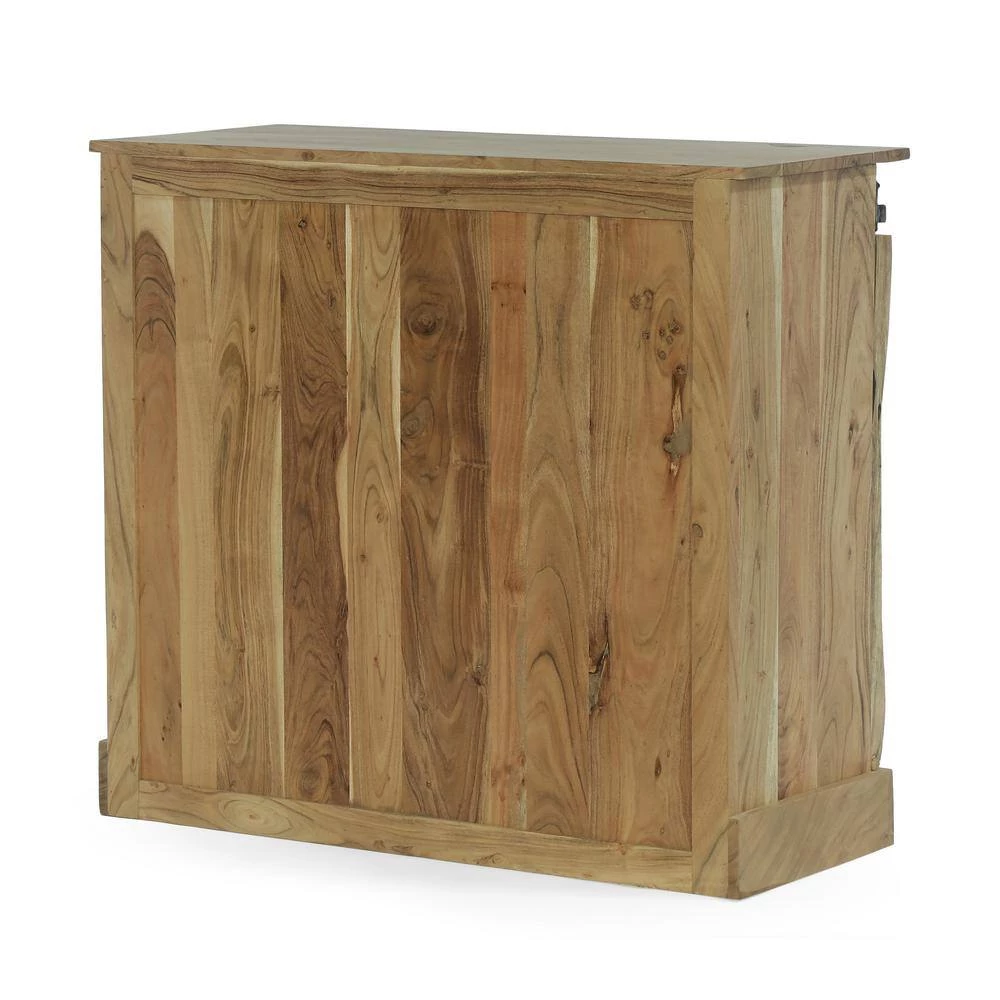 Harrisville Natural and Black Live Edge Sideboard with Sliding Door by Noble House - Image 4