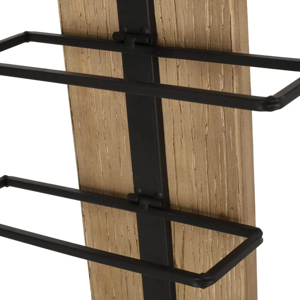 Lippert 8-Bottle Natural and Black Wall Mounted Wine Rack by Noble House - Image 8