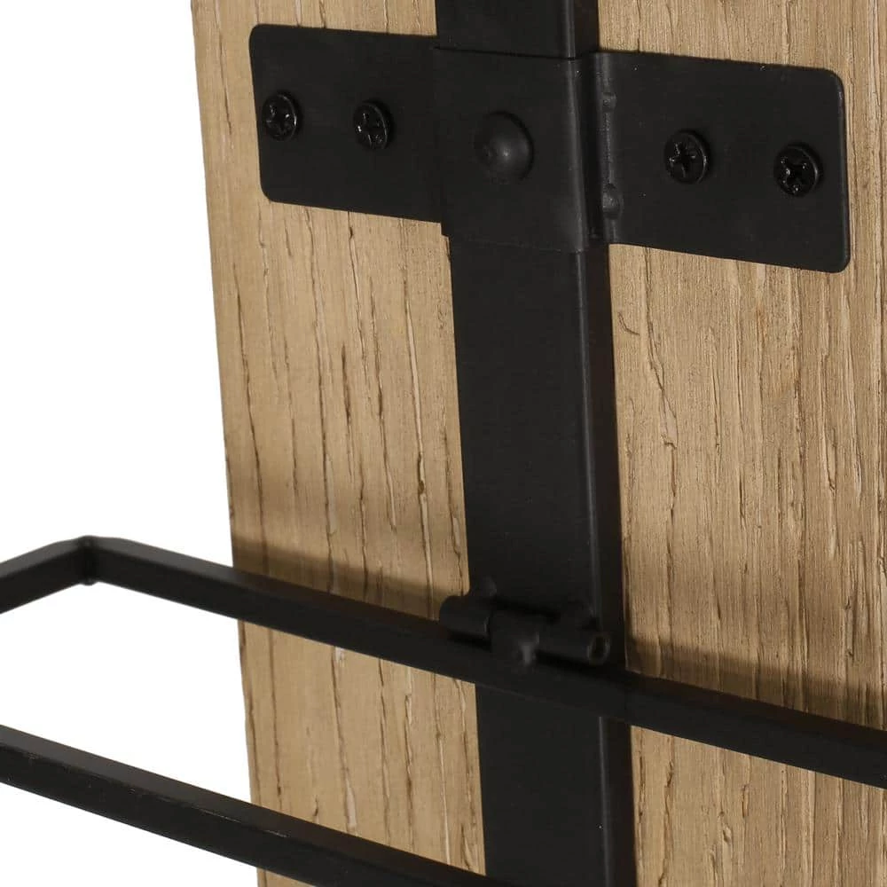 Lippert 8-Bottle Natural and Black Wall Mounted Wine Rack by Noble House - Image 6