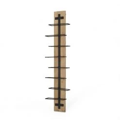 Lippert 8-Bottle Natural and Black Wall Mounted Wine Rack by Noble House