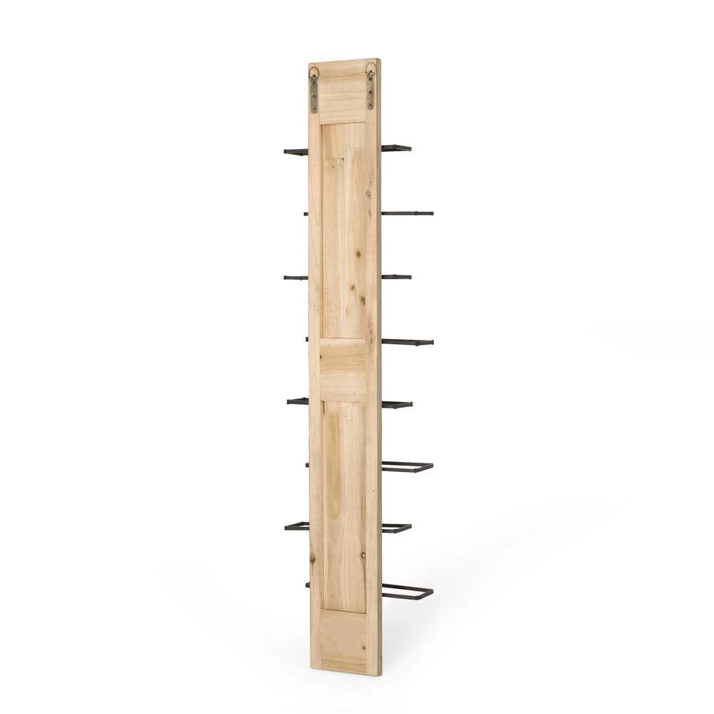 Lippert 8-Bottle Natural and Black Wall Mounted Wine Rack by Noble House - Image 4