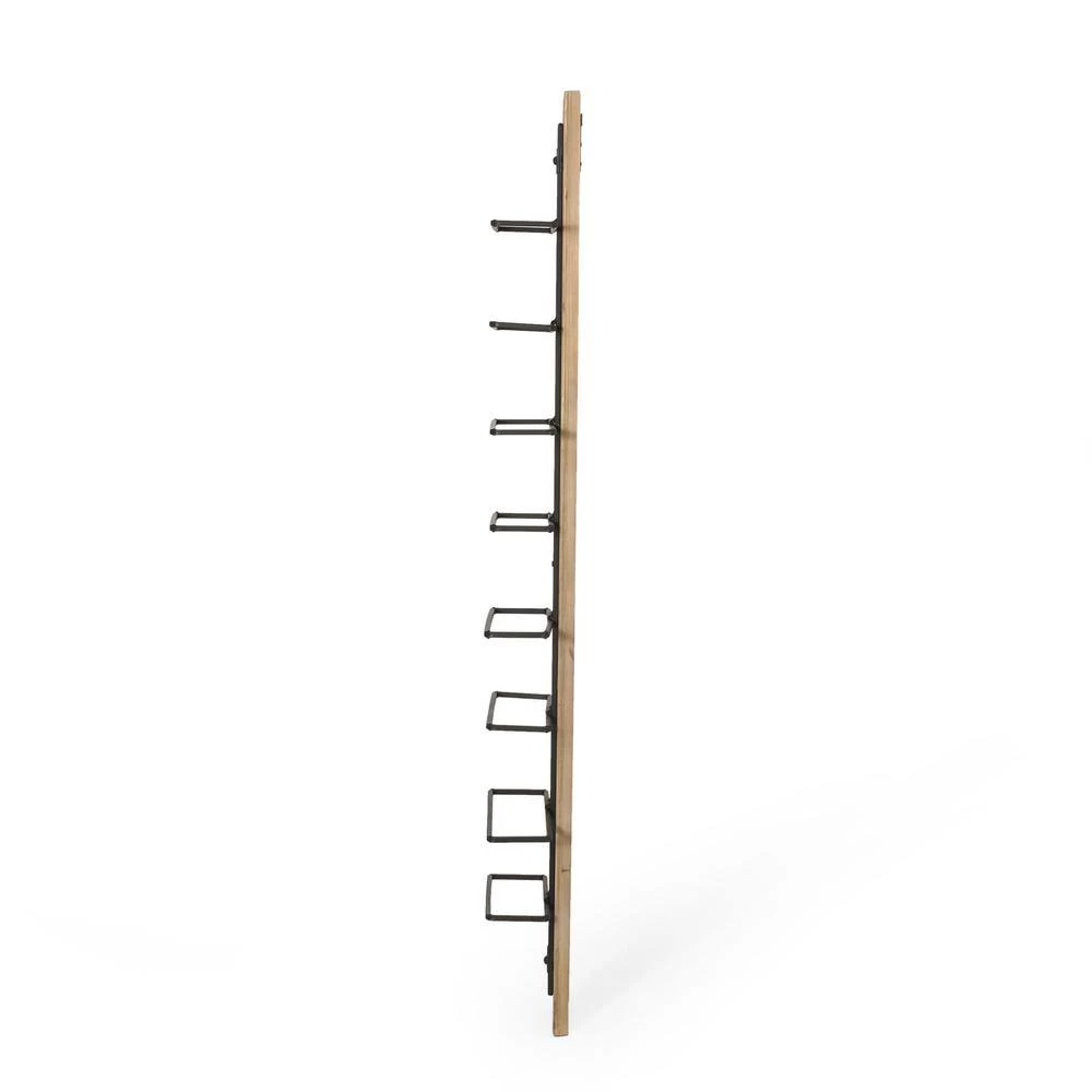 Lippert 8-Bottle Natural and Black Wall Mounted Wine Rack by Noble House - Image 2