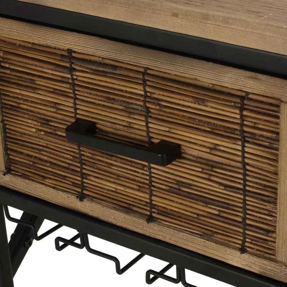 McClellan 8-Bottle Natural and Black Wine Rack Console Table by Noble House - Image 7