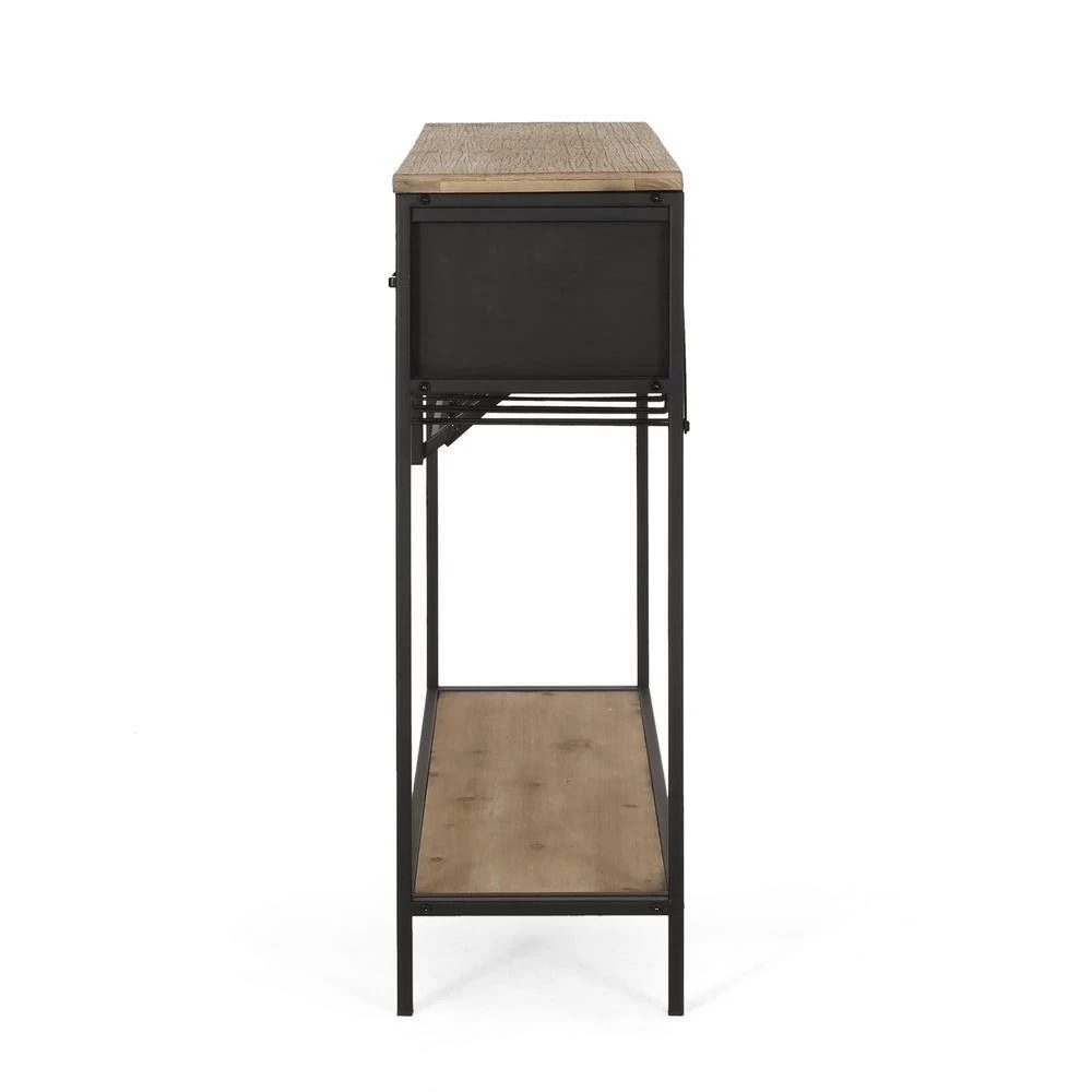 McClellan 8-Bottle Natural and Black Wine Rack Console Table by Noble House - Image 2