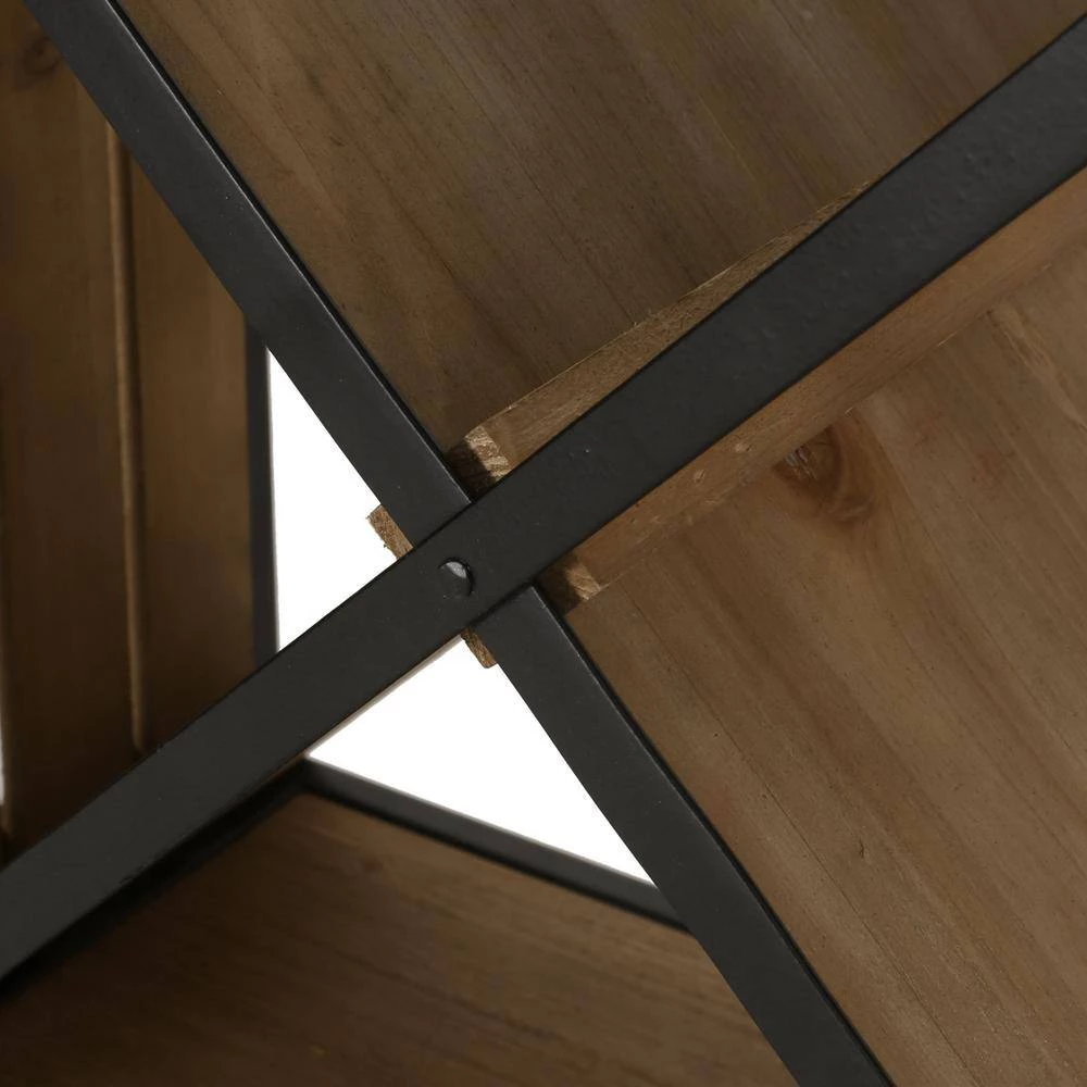 Rauser 15-Bottle Natural and Black Floor Wine Rack by Noble House - Image 9