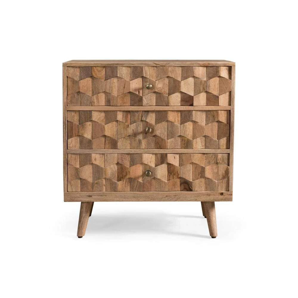 Latona Natural Brown Cabinet with 3-Drawers by Noble House