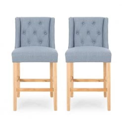 Landria 40.50 in. Light Blue Wingback Counter Stool (Set of 2) by Noble House