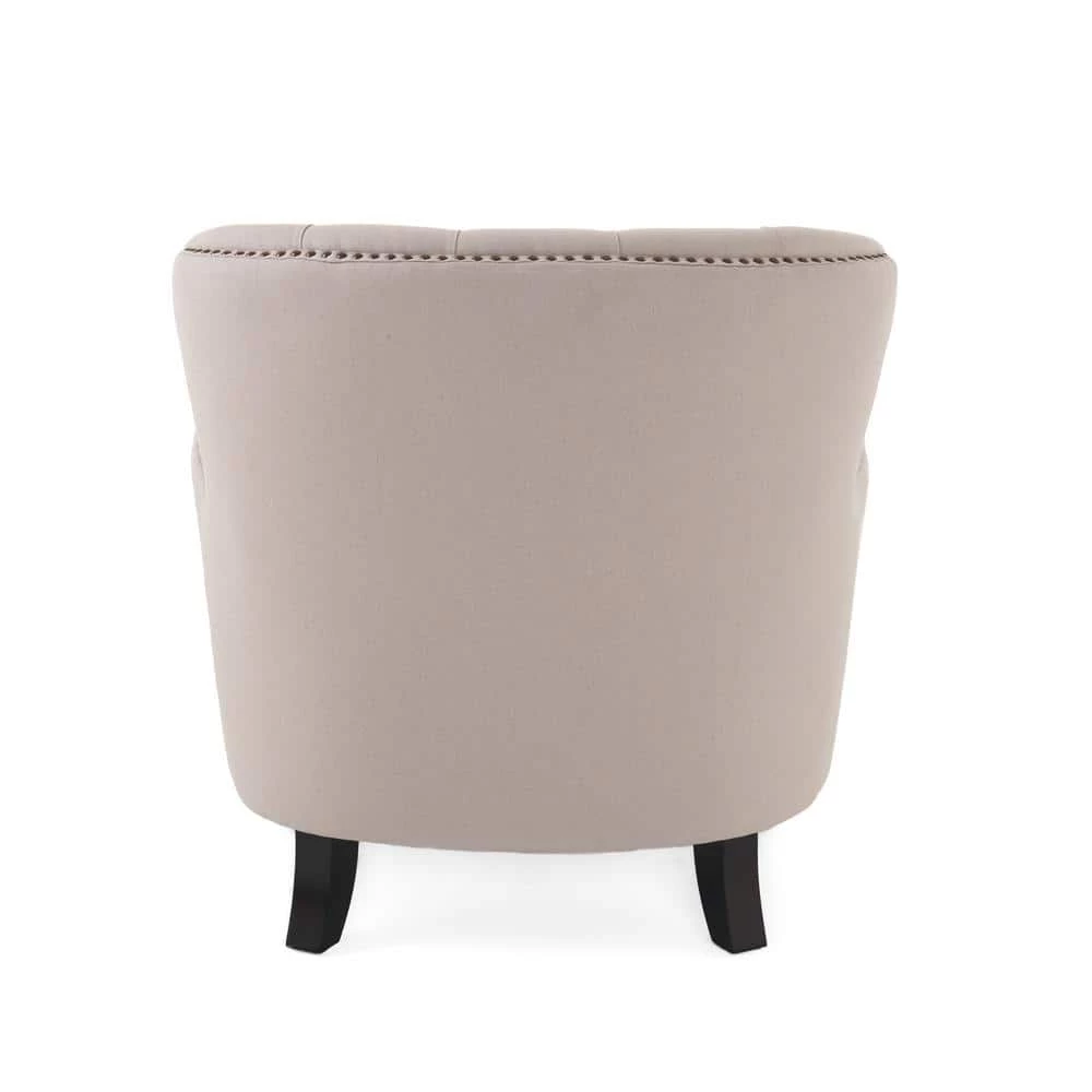 Tafton Natural Fabric Tufted Club Chair by Noble House - Image 4
