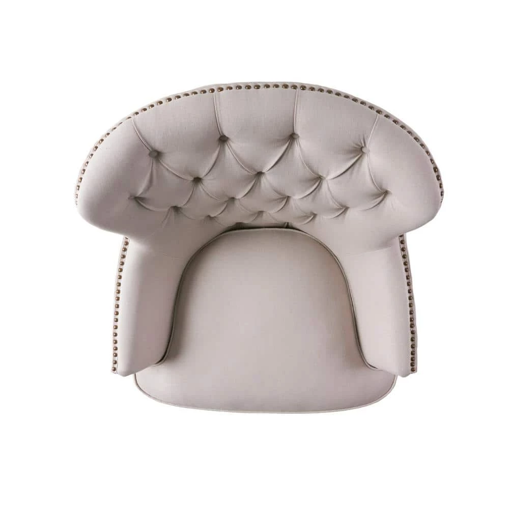 Tafton Natural Fabric Tufted Club Chair by Noble House - Image 9
