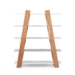 Barlum 57 in. Natural Wood 5-Shelf Etagere Bookcase with Open Back by Noble House