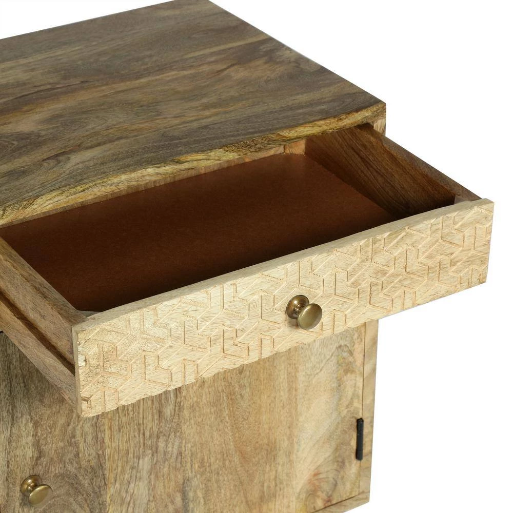 Camrose 1-Drawer Natural Nightstand (26 in. H x 18 in. W x 14 in. D) by Noble House - Image 7