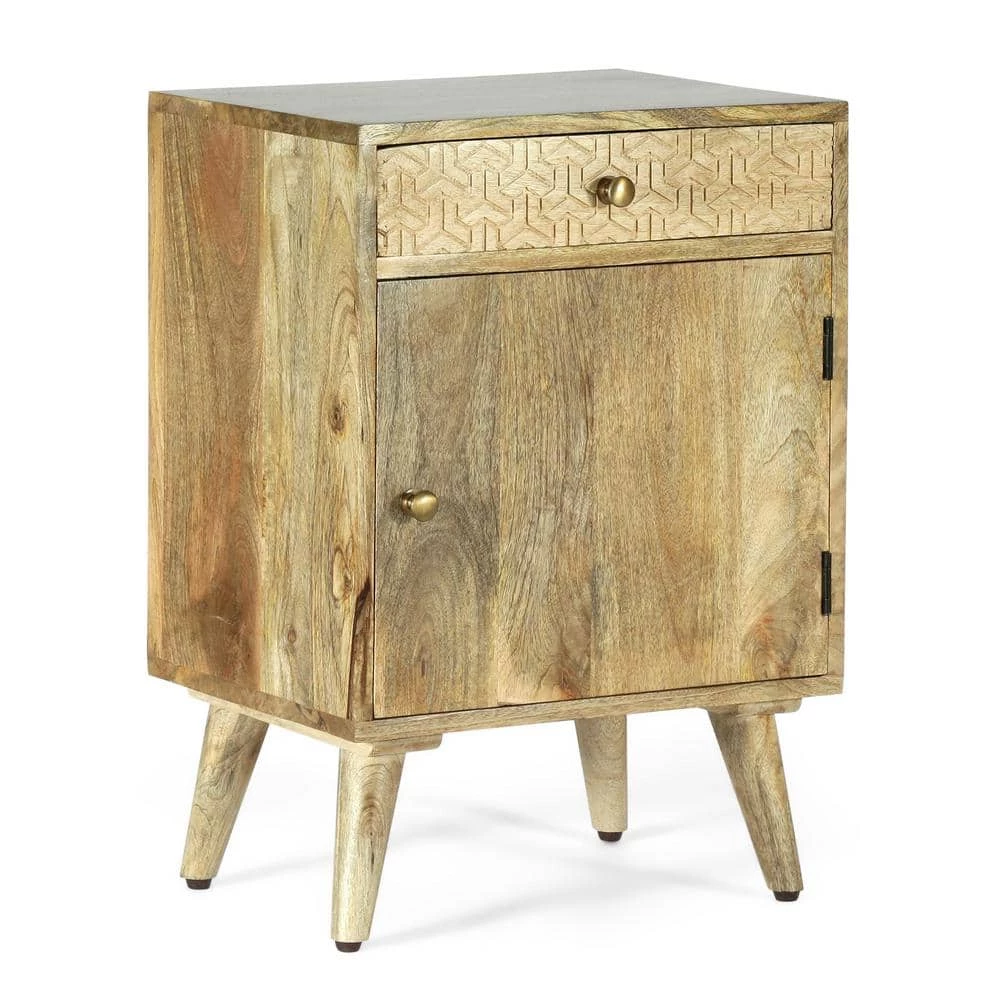 Camrose 1-Drawer Natural Nightstand (26 in. H x 18 in. W x 14 in. D) by Noble House