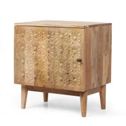 Lotus Natural Nightstand with Storage Space 24 in. x 22 in. x 16 in. by Noble House