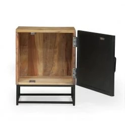 Burdine 0-Drawer Natural Nightstand 22.75 in. x 17.5 in. x 14 in. by Noble House