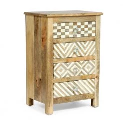 Coahoma 4-Drawer Natural and White Nightstand by Noble House