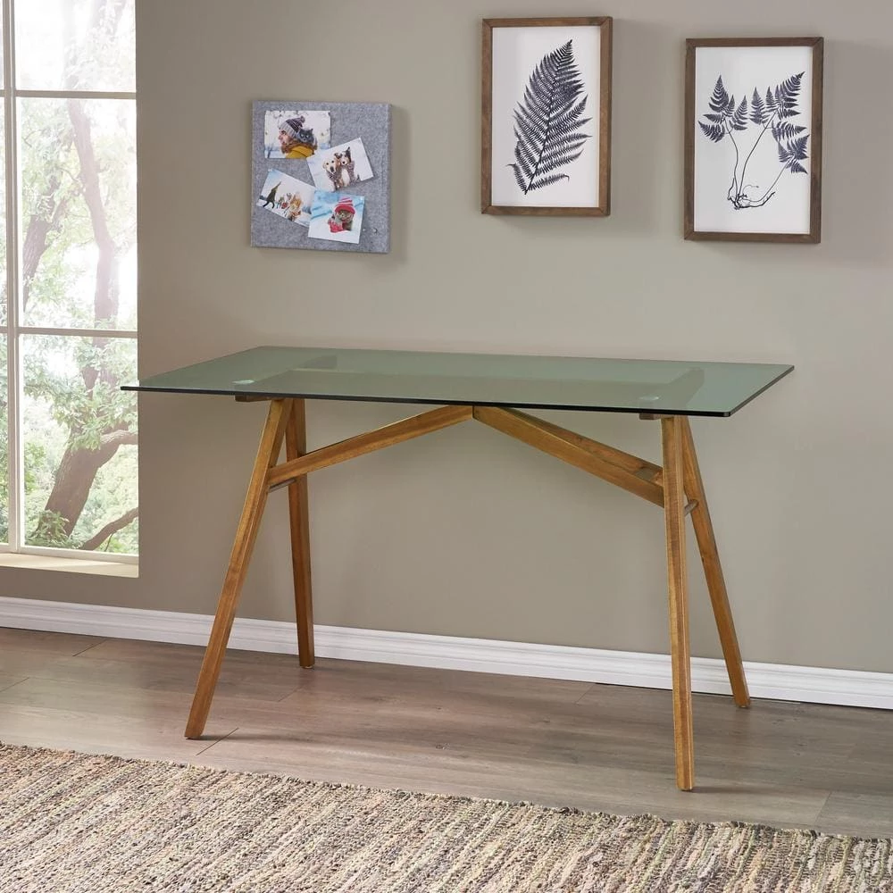 51 in. Rectangular Natural Writing Desk by Noble House - Image 8