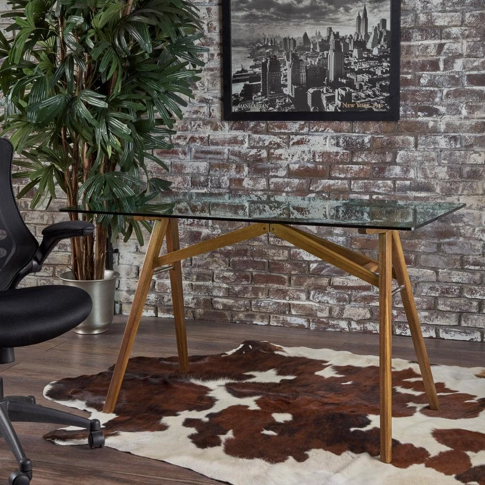 51 in. Rectangular Natural Writing Desk by Noble House - Image 3