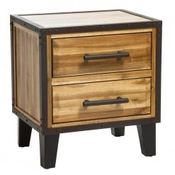 2-Drawer Stained Brown Nightstand by Noble House