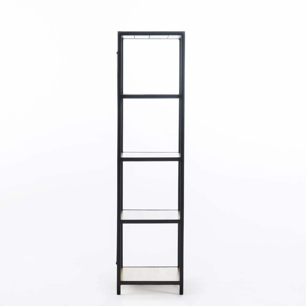 Roney 56.50 in. Natural Stained Wood 4-Shelf Etagere Bookcase by Noble House - Image 5