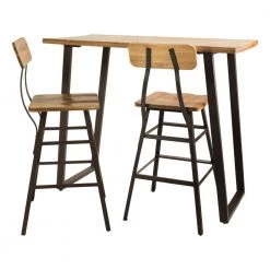 Ramona 3-Piece Natural Stained Finish Bar Set by Noble House