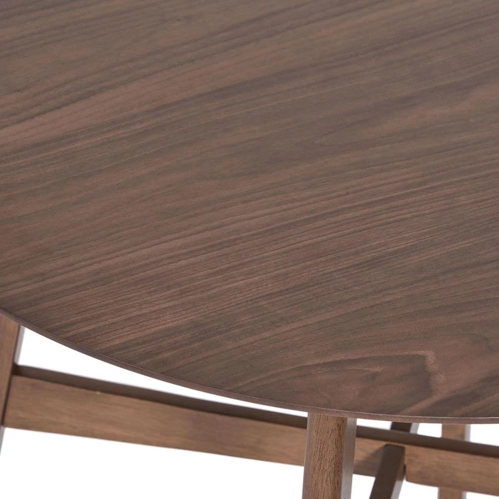Natural Walnut Brown Round Wooden Counter Height Table by Noble House - Image 7