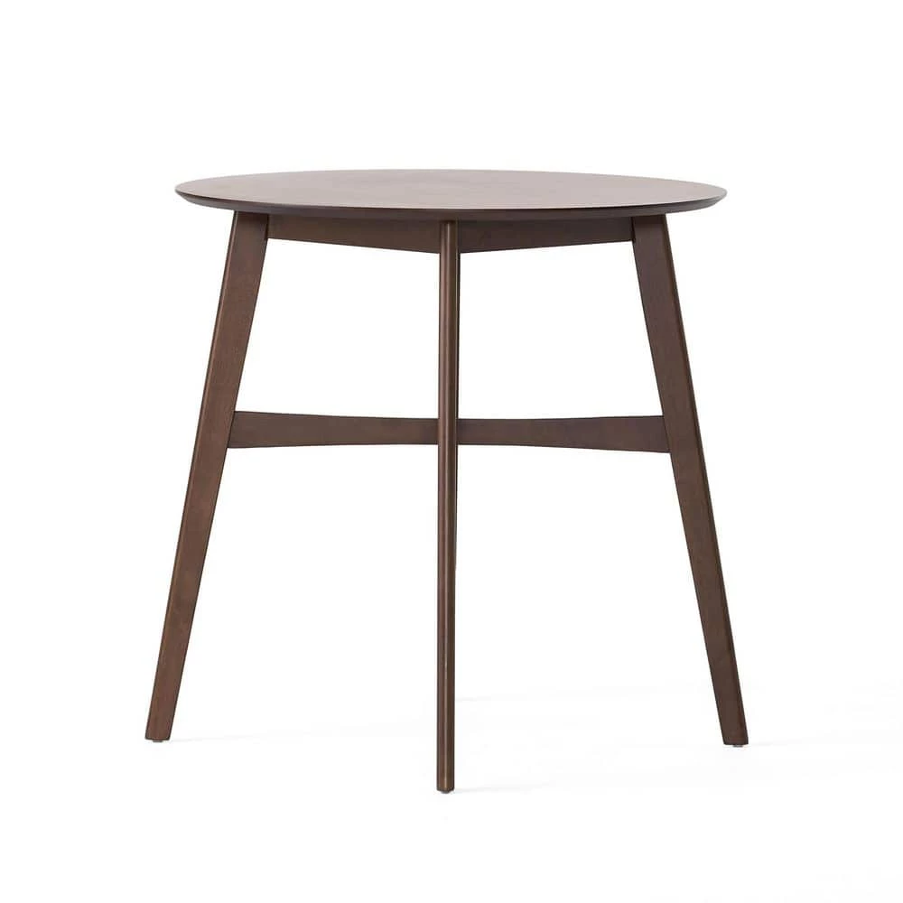 Natural Walnut Brown Round Wooden Counter Height Table by Noble House