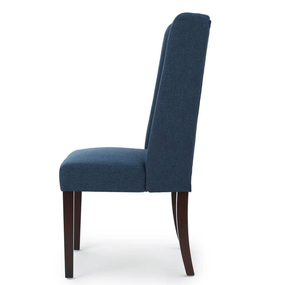 Braelynn Navy Blue Fabric Wing Back Dining Chair (Set of 2) by Noble House - Image 2