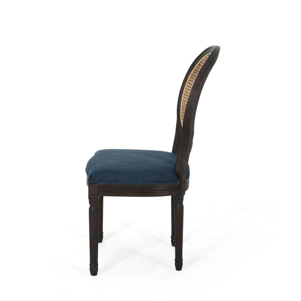 Govan Navy Blue Fabric Upholstered Dining Chair (Set of 2) by Noble House - Image 3