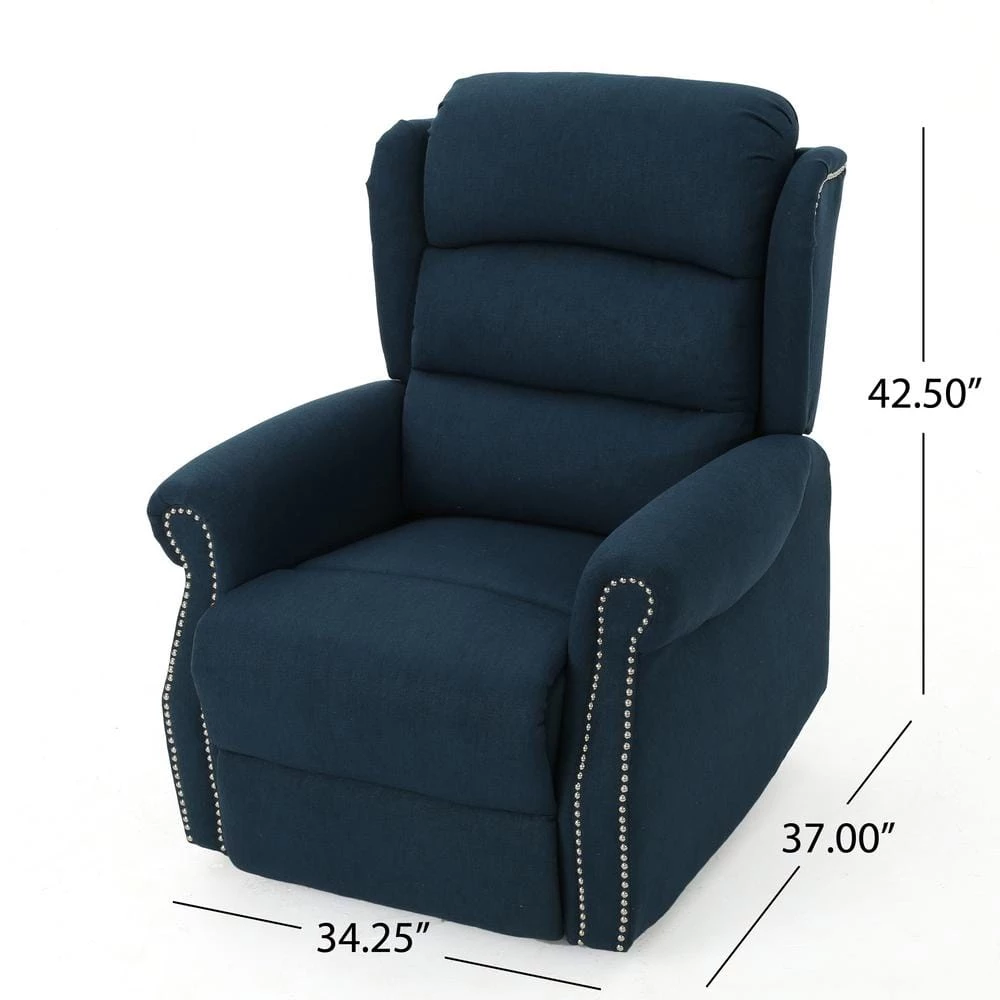 Dezzie Navy Blue Power Recline Tufted Recliner by Noble House - Image 5
