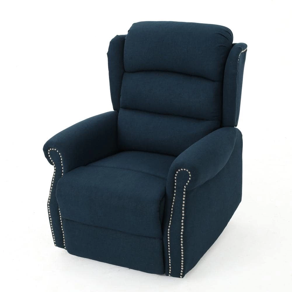 Dezzie Navy Blue Power Recline Tufted Recliner by Noble House - Image 6