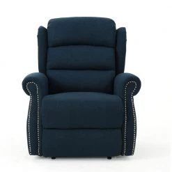 Dezzie Navy Blue Power Recline Tufted Recliner by Noble House