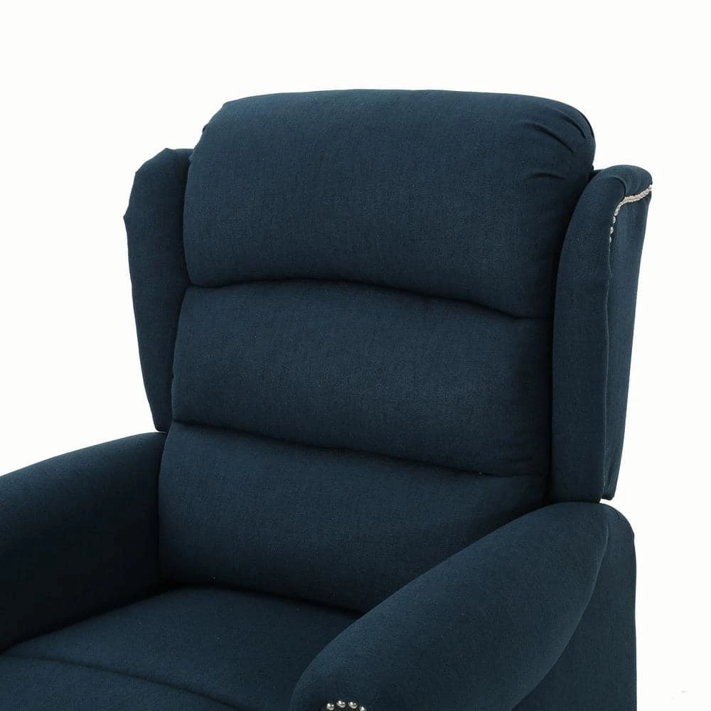 Dezzie Navy Blue Power Recline Tufted Recliner by Noble House - Image 3