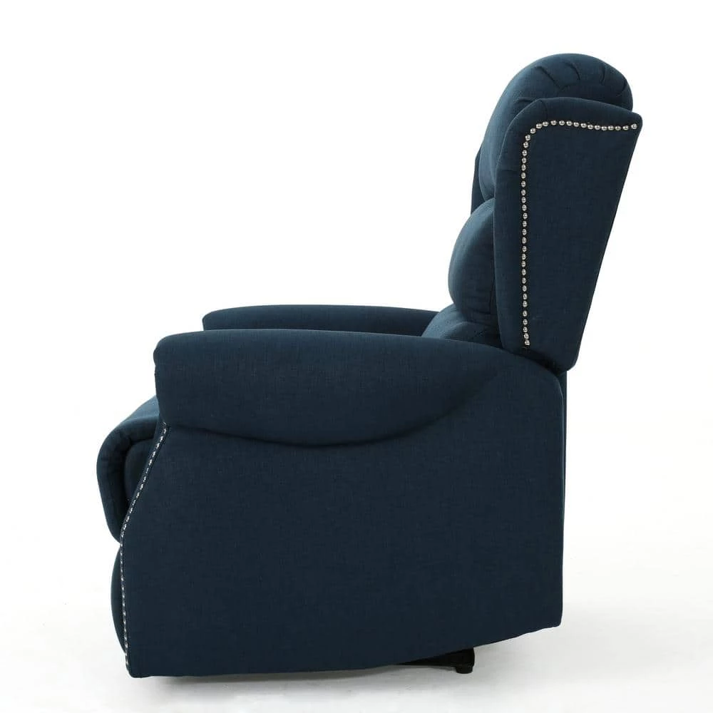 Dezzie Navy Blue Power Recline Tufted Recliner by Noble House - Image 2