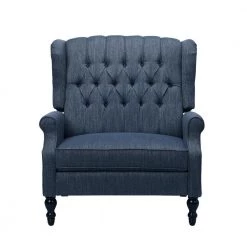 Apaloosa Navy Blue Fabric Tufted Recliner by Noble House