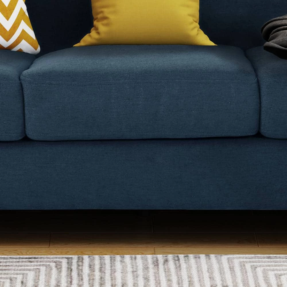 78.5 in. Navy Blue Polyester 3-Seater Lawson Sofa with Round Arms by Noble House - Image 4