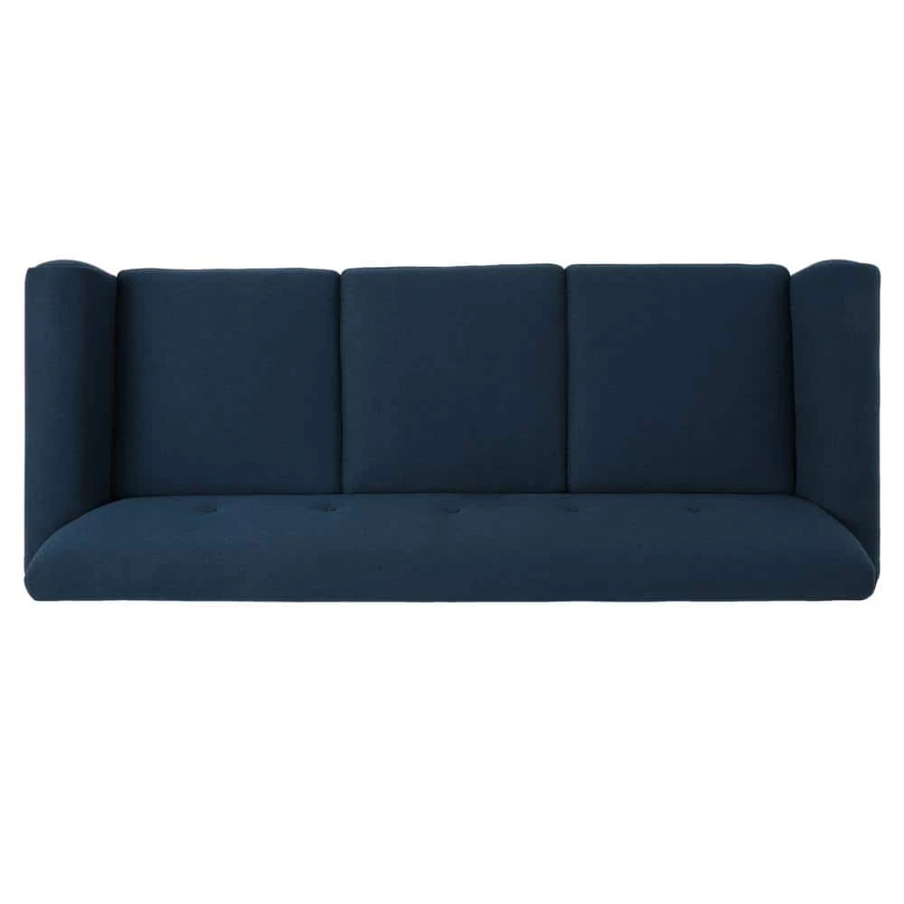 78.5 in. Navy Blue Polyester 3-Seater Lawson Sofa with Round Arms by Noble House - Image 3