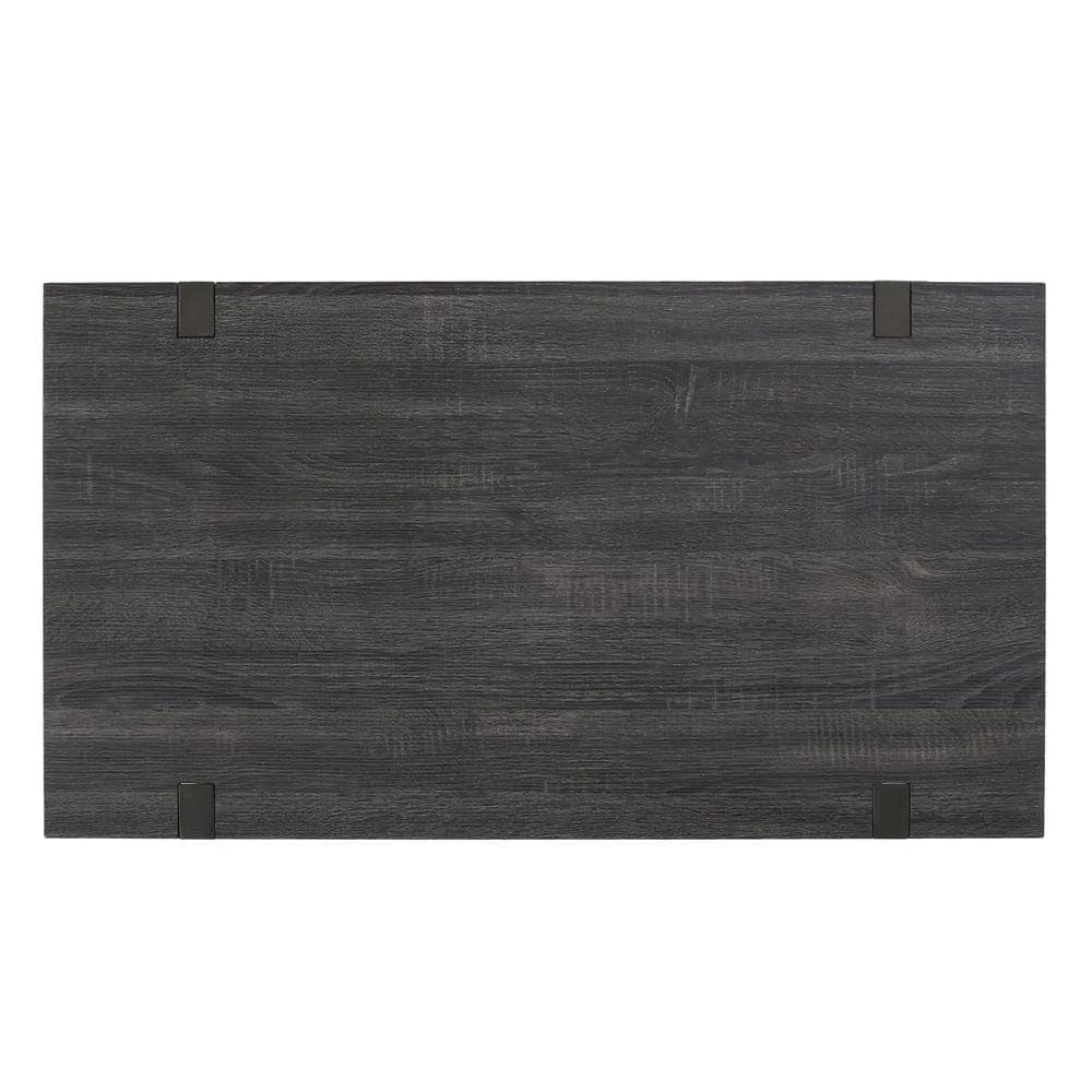 44 in. Oak Black Large Rectangle Wood Coffee Table by Noble House - Image 3