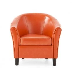 Napoli Orange Leather Bonded Club Chair by Noble House