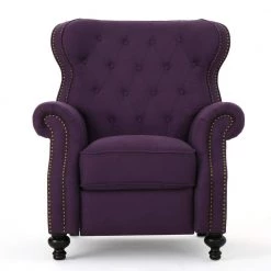 Walder Plum Tufted Recliner by Noble House