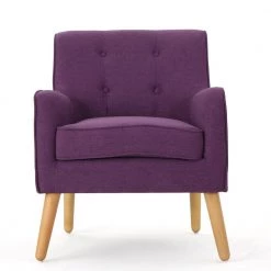 Felicity Mid-Century Modern Button Back Purple Fabric Armchair by Noble House