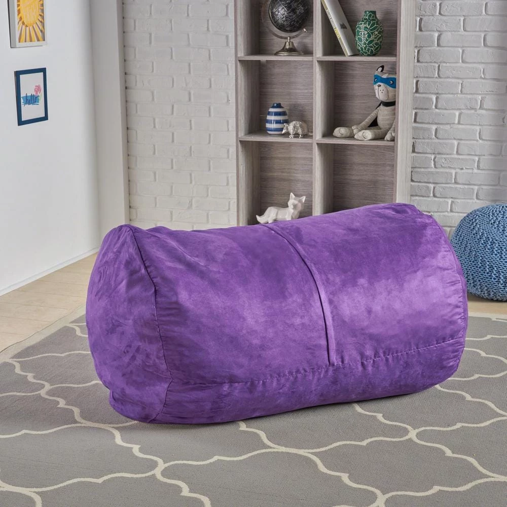 4 ft. Purple Polyester Bean Bag by Noble House - Image 3