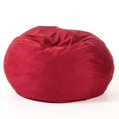 5 ft. Chinese Red Suede Microfiber Double-Stitched Bean Bag by Noble House