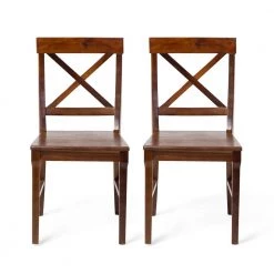 Bostwick Rich Mahogany Solid Wood Dining Chair (Set of 2) by Noble House