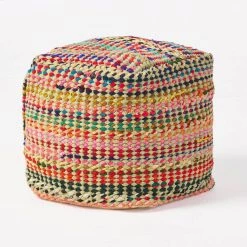 Madrid Sage Cube Pouf by Noble House