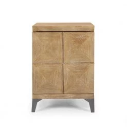 Glover Sandblasted Oak Accent Cabinet with 1-Door by Noble House