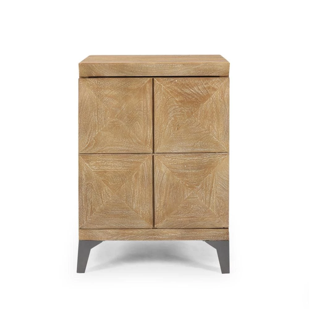 Glover Sandblasted Oak Accent Cabinet with 1-Door by Noble House