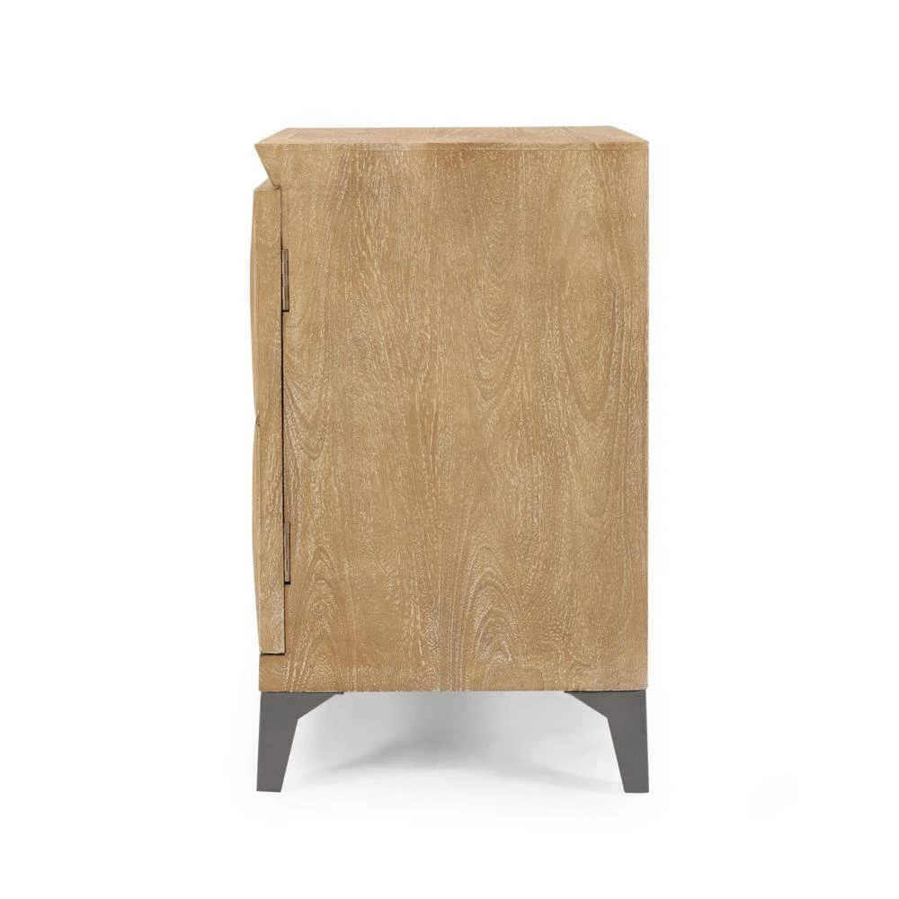Glover Sandblasted Oak Accent Cabinet with 1-Door by Noble House - Image 2