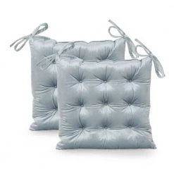 Foxhall Seafoam Blue Tufted Dining Chair Pad (Set of 2) by Noble House